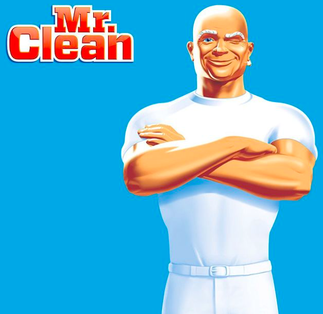 Mr. Clean winking with his arms crossed