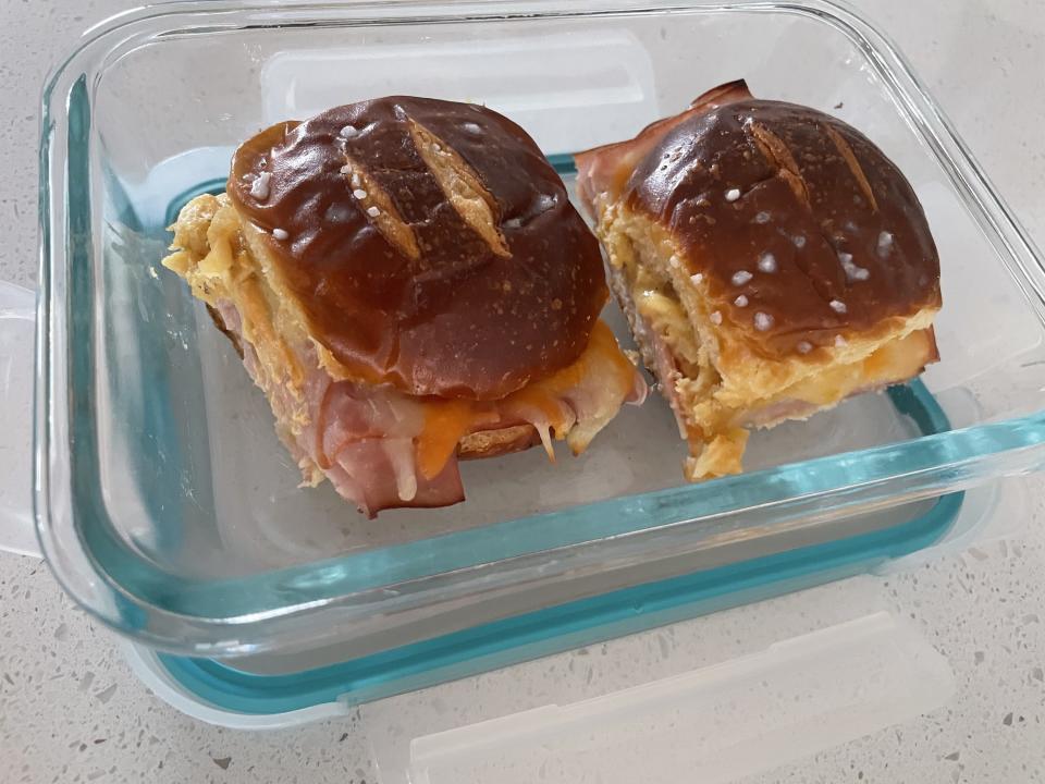 leftover ham & cheese sliders