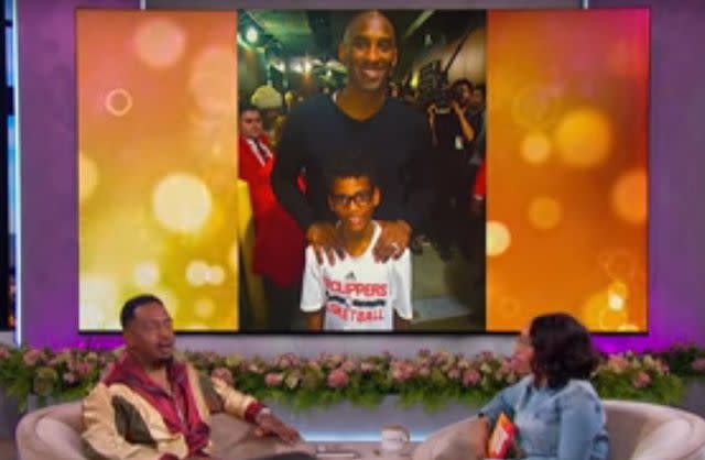 <p>Jennifer Hudson Show/YouTube</p> Bill Bellamy shares a photo of his son Baron and Kobe Bryant on 'The Jennifer Hudson Show'