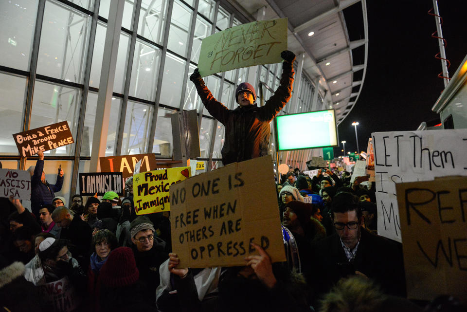 Protests at JFK over travel ban