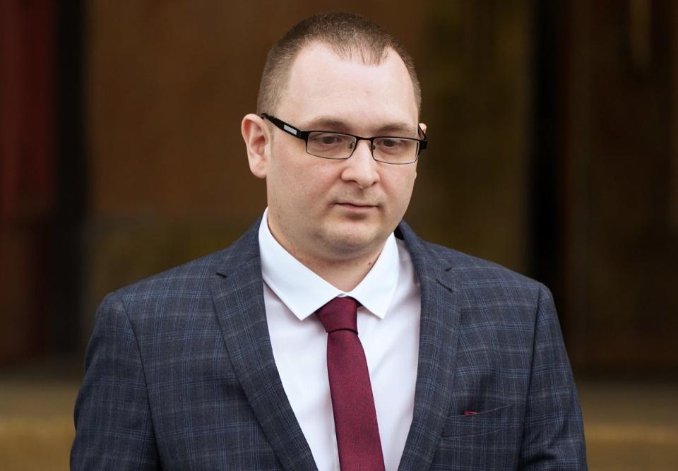 Witness Christopher O’Malley leaving Paisley Sheriff Court after giving evidence at the fatal accident inquiry into the Cameron House Hotel fire (Andrew Milligan/PA) (PA Wire)