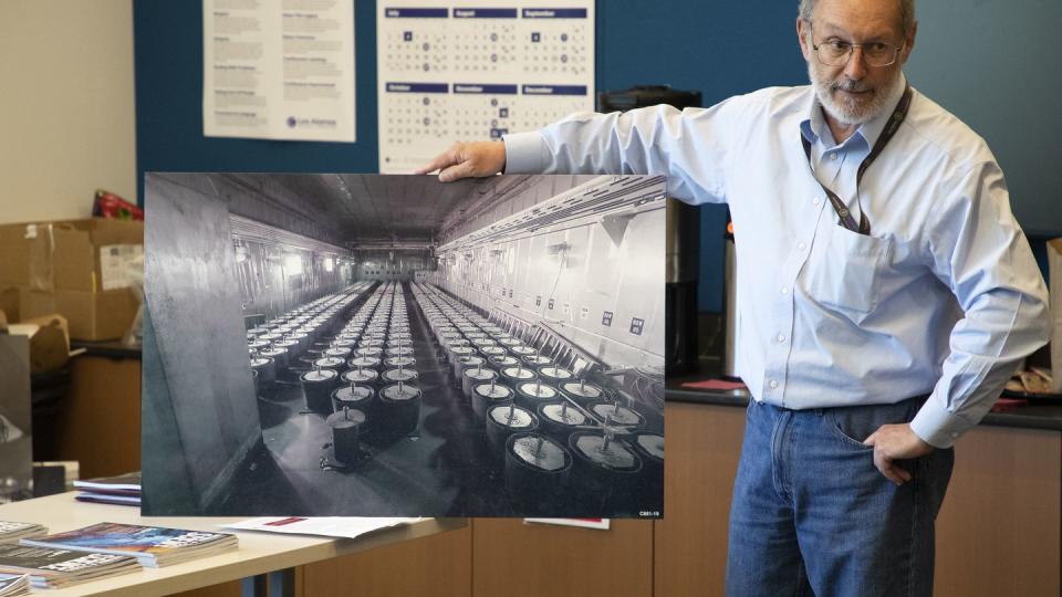 In this image provided by Los Alamos National Laboratory, Bob Webster, deputy director of weapons at Los Alamos speaks on June 23, 2023, at Los Alamos National Laboratory, in New Mexico. (Los Alamos National Laboratory via AP)