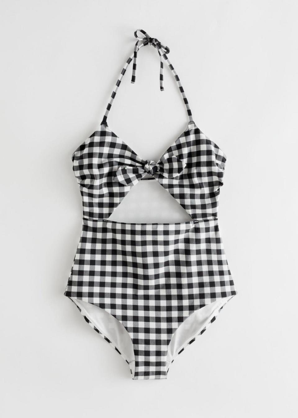 Gingham Cutout Halter Swimsuit, £55, & Other Stories: 