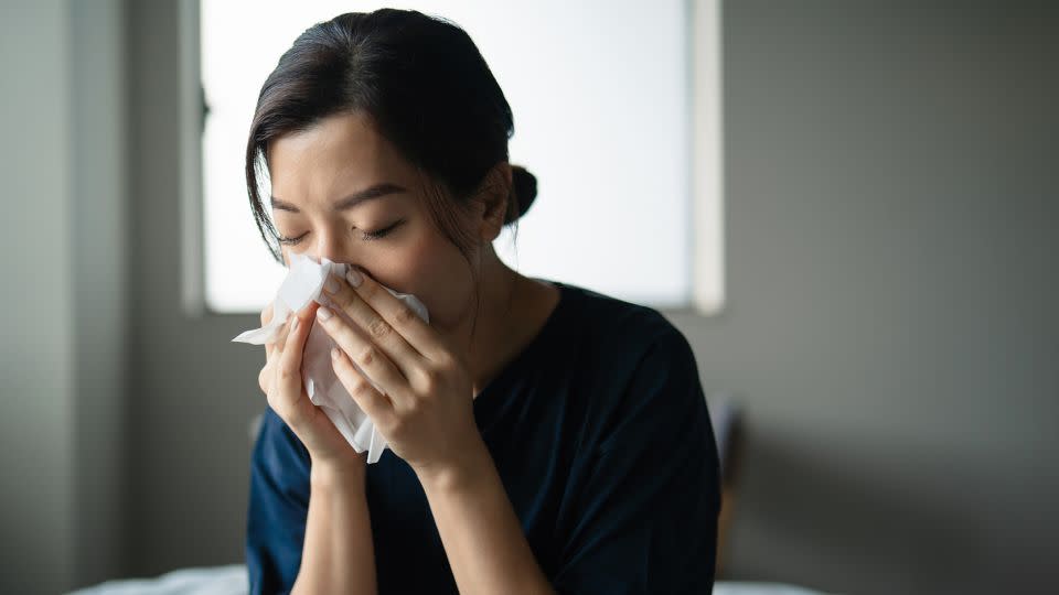 Common symptoms of fall allergies include a runny or stuffy nose, as well as sniffling, sneezing, watery eyes and coughing. - d3sign/Moment RF/Getty images