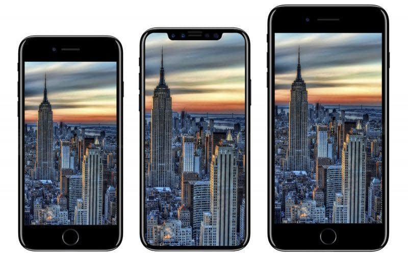 Renders of the iPhone 8 next to the iPhone 7 and 7 Plus - Benjamin Geskin/iDrop News