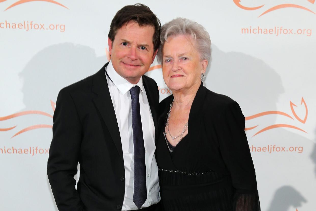 NEW YORK, NY - NOVEMBER 22: (EXCLUSIVE COVERAGE) Michael J. Fox (L) and Phyllis Piper attend 2014 A Funny Thing Happened On The Way To Cure Parkinson's at The Waldorf=Astoria on November 22, 2014 in New York City. (Photo by Neilson Barnard/MJF2014/WireImage)