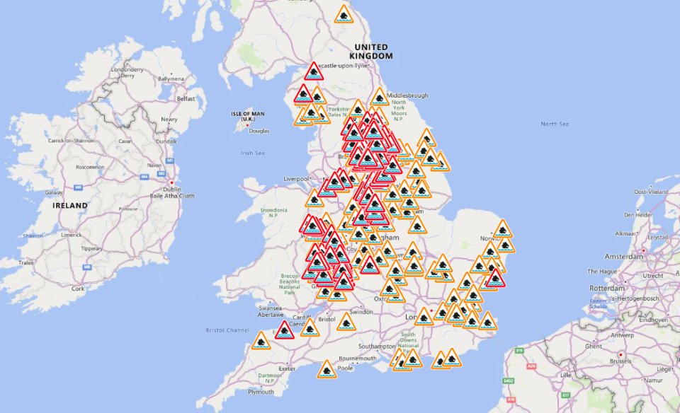 There are more than 100 flood warnings in place across England. (Gov.uk)