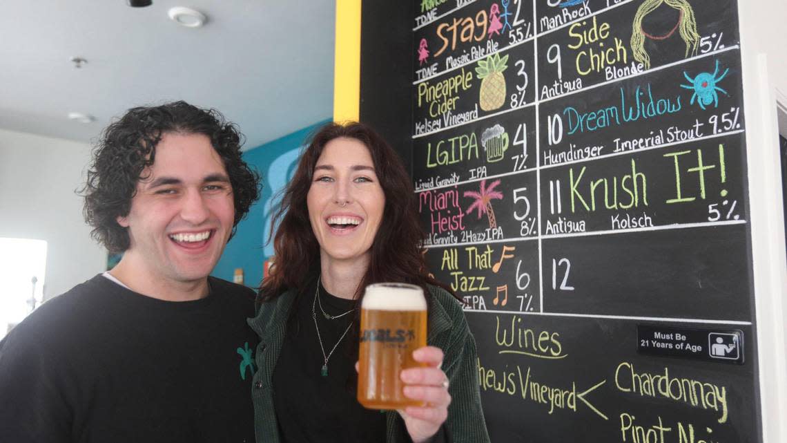 Locals Taproom is a new brewery and taproom in Avila Beach. Molly Maguire, 26, and Austin Hunstead, 28, are the two owners seen on Jan. 23, 2024. David Middlecamp/dmiddlecamp@thetribunenews.com