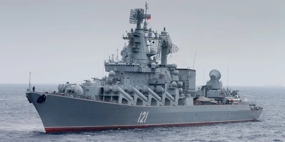 Russian missile cruiser Moskva in the Mediterranean Sea