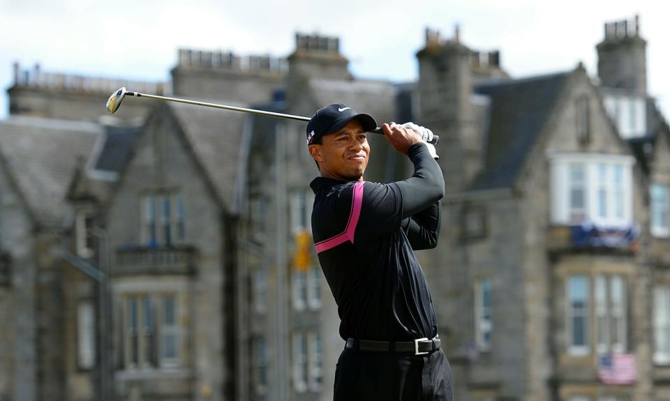 July 17, 2010 --Tiger Woods watches his drive from the second tee during his third round on Day 3 of the British Openat St Andrews.