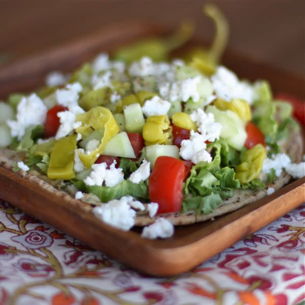 Greek Salad Pita "Pizza"