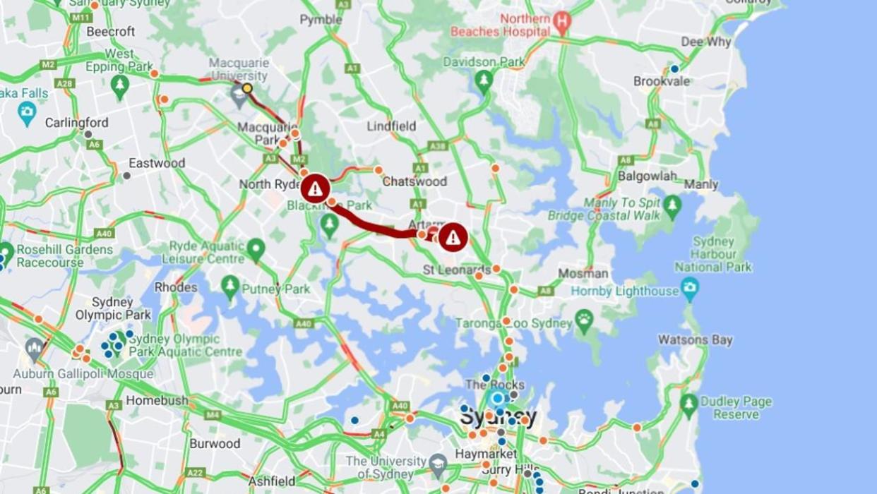 Assignment Freelance Picture Sydney's Lane Cove Tunnel is closed in both directions because of a
 truck fire in the eastbound tunnel.