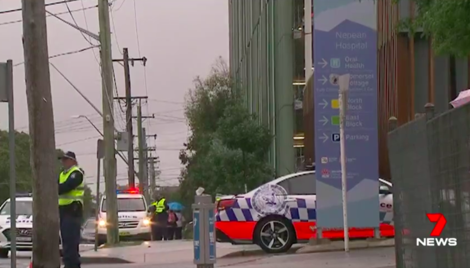 Nepean Hospital is in lockdown after a man was shot by police. Source: 7 News
