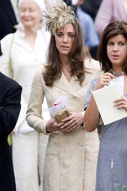 She might have impeccable taste in headwear now, but Kate's feathery bird's nest fascinator was a fashion fail at a wedding in 2005.