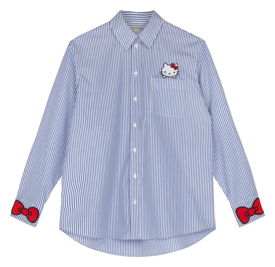 <p><a rel="nofollow noopener" href="http://www.asos.com/asos/hello-kitty-x-asos-stripe-shirt-with-pocket-and-cuff-embroidery/prd/8615343?" target="_blank" data-ylk="slk:Hello Kitty X ASOS Stripe Shirt With Pocket And Cuff Embroidery, £45;elm:context_link;itc:0;sec:content-canvas" class="link ">Hello Kitty X ASOS Stripe Shirt With Pocket And Cuff Embroidery, £45</a></p>