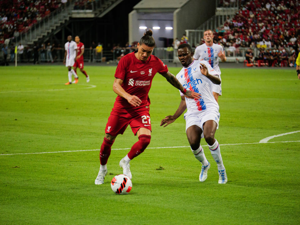 Liverpool's Darwin Nunez in action in the Standard Chartered Singapore Trophy pre-season match against Crystal Palace. (PHOTO: Jay Chan/Yahoo News Singapore)
