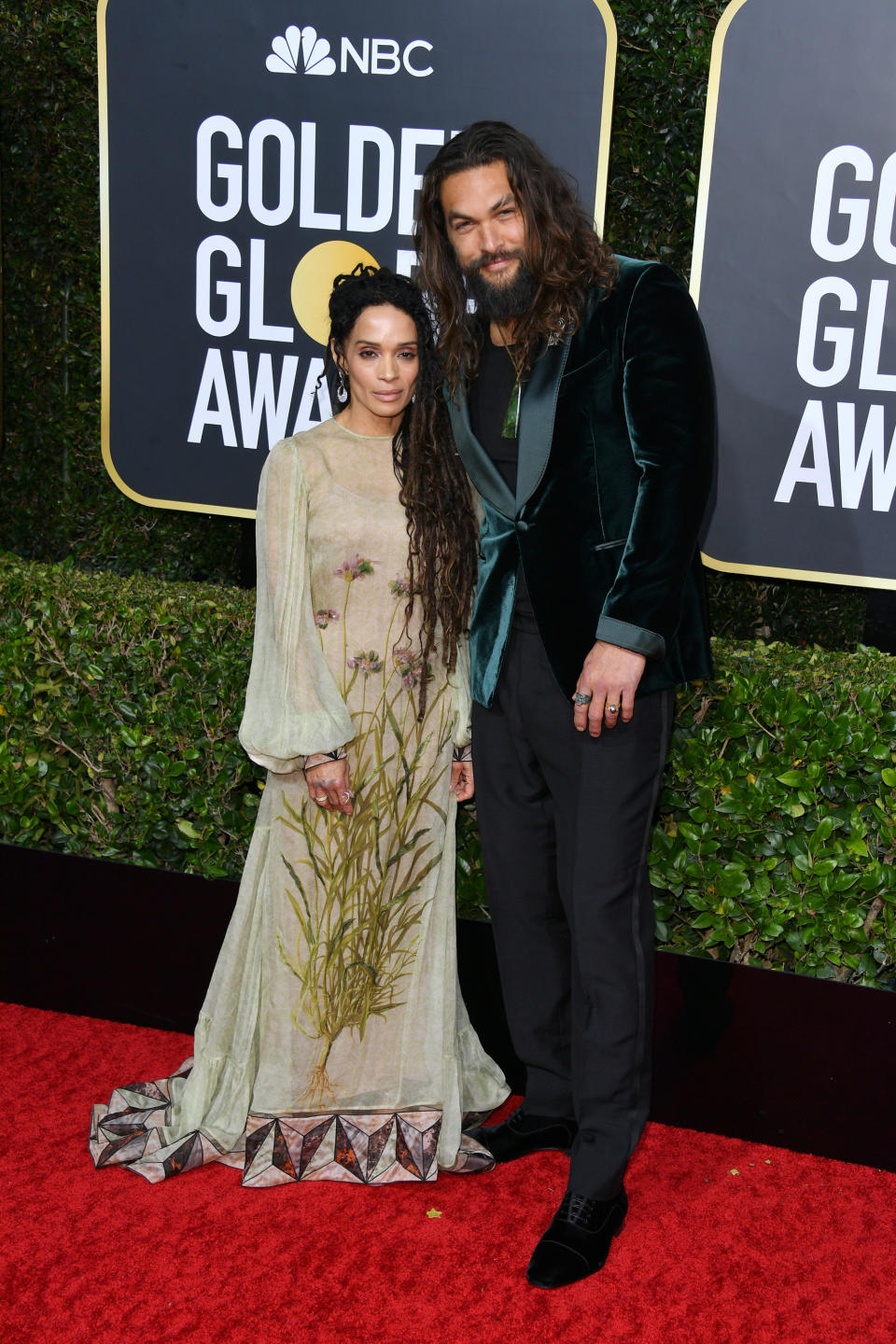 BEVERLY HILLS, CALIFORNIA - JANUARY 05: (L-R) Lisa Bonet and Jason Momoa attend the 77th Annual Golden Globe Awards at The Beverly Hilton Hotel on January 05, 2020 in Beverly Hills, California. (Photo by George Pimentel/WireImage)