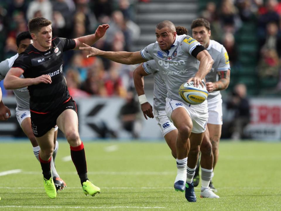 England teammates Jonathan Joseph and Owen Farrell lined up against each other (Getty)