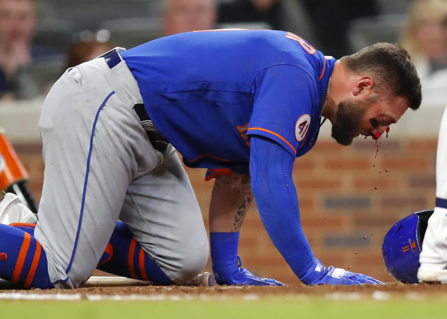 Mets' Kevin Pillar has multiple nasal fractures after taking 94 mph  fastball to the face vs. Braves