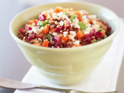 <p>Pronounced 'Keen-wah', quinoa is known as the 'mother grain' by the ancient Peruvians. Quinoa is good for weight loss as it has the power to keep you feeling fuller for longer due to its high protein content. Also the carbs that are present in the grain are released slowly into the body so you won't get that rush of energy after eating quinoa as you would with other foods like white rice or pasta. You can eat quinoa raw but we reckon it's best when it's cooked in a similar way to rice or couscous.</p>