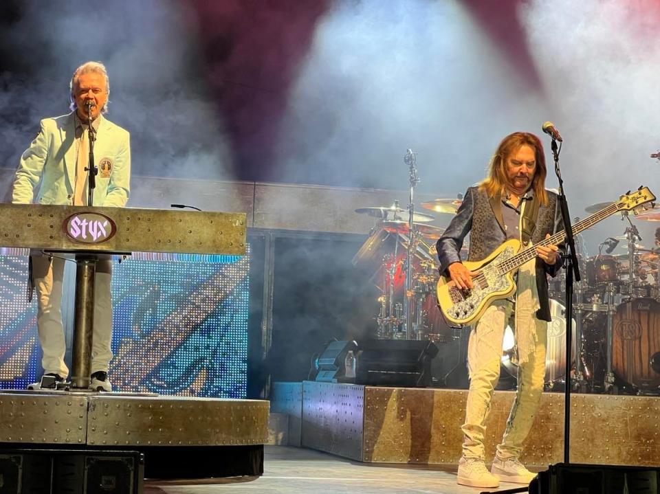 Rock band Styx performs on Thursday night at the Stark County Fair. The show was well attended, featuring the band's most popular hit songs, including "Come Sail Away," "Mr. Roboto" and "Renegade."