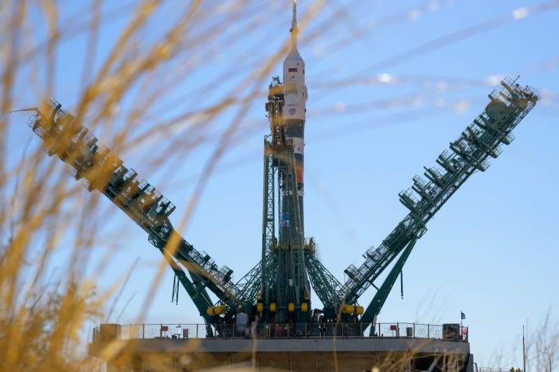 The flight of a Soyuz rocket like this one, with three crew members aboard, including an American, was aborted Thursday with 20 seconds left on the countdown when engines did not fire. File Photo by Bill Ingalls/NASA