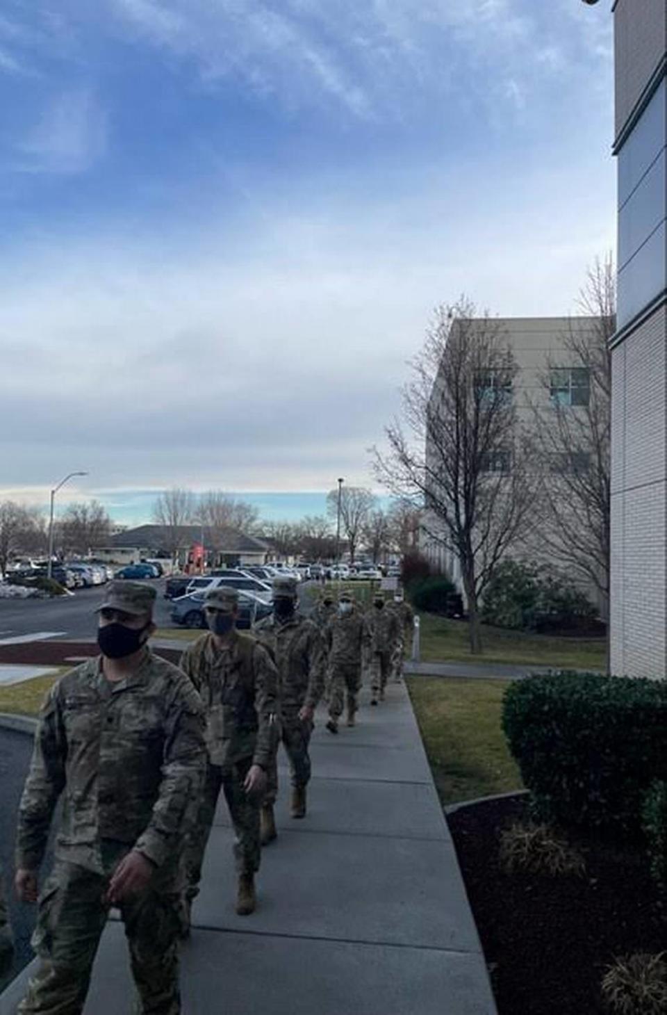 Ten members of the Washington state National Guard have arrived at Kadlec Regional Medical Center to provide nonmedical support during the surge of the omicron variant.