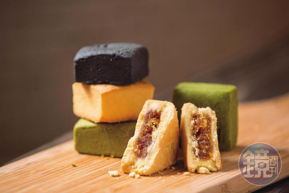 除傳統原味外，高吉良創新抹茶、竹炭與芒果等口味的鳳梨酥。