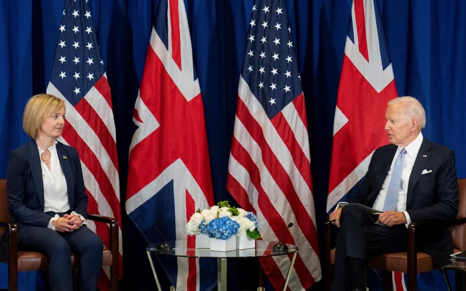 Liz Truss and Joe Biden hold a bilateral meeting at the United Nations General Assembly in New York on September 21 - Reuters