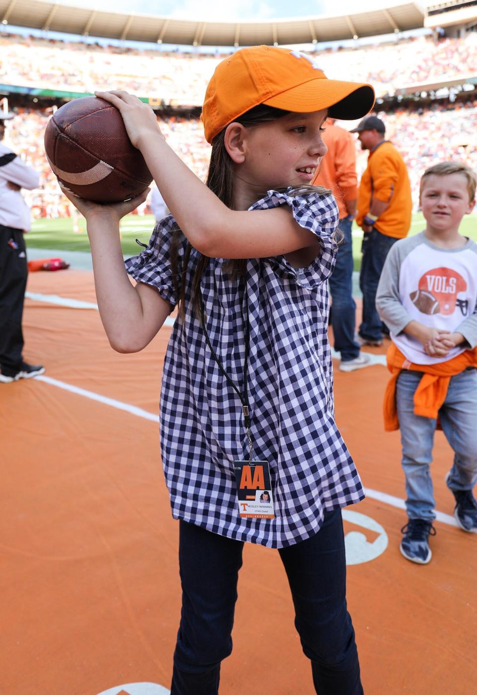 Mosley Manning, daughter of Peyton Manning before the game between the Alabama Crimson Tide and the Tennessee Volunteers at Neyland Stadium on October 20, 2018 in Knoxville, Tennessee. Alabama won 58-21