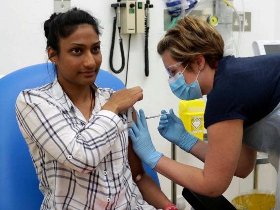 Oxford University volunteer injected with either experimental Covid-19 vaccine or comparison (AP)