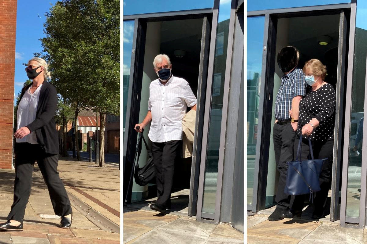 L-R Marie Handy, David Skyes and Charmaine James all stand accused of a conspiracy to abuse children at Rhydd Court School. (SWNS)