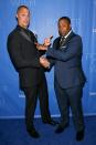 Nigel Barker and Kenan Thompson shake hands at the 2019 Make-A-Wish Gala at Cipriani Wall Street on Thursday in N.Y.C. 