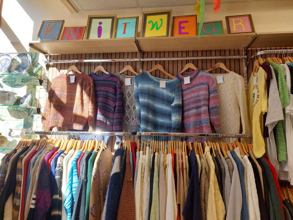 Clothing displayed in a British Heart Foundation store in Newcastle.