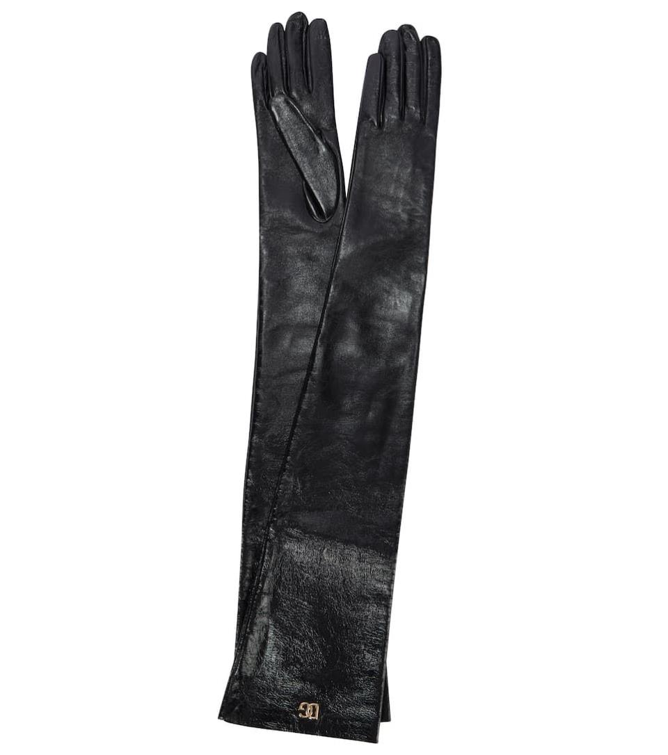 Long faux leather gloves