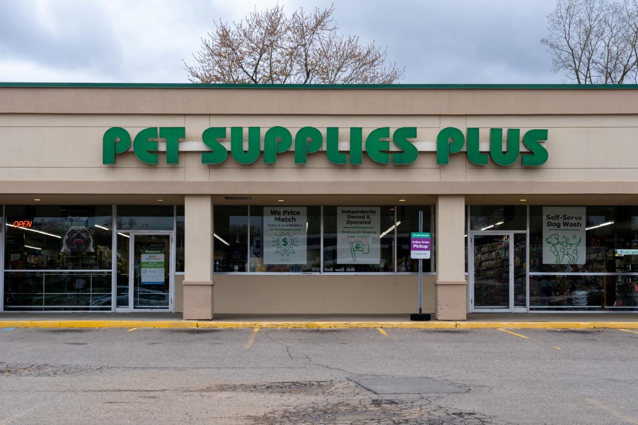 A Pet Supplies Plus store in Portage, Michigan, USA, on May 2, 2023. Pet Supplies Plus is a privately held pet supply retailing corporation.