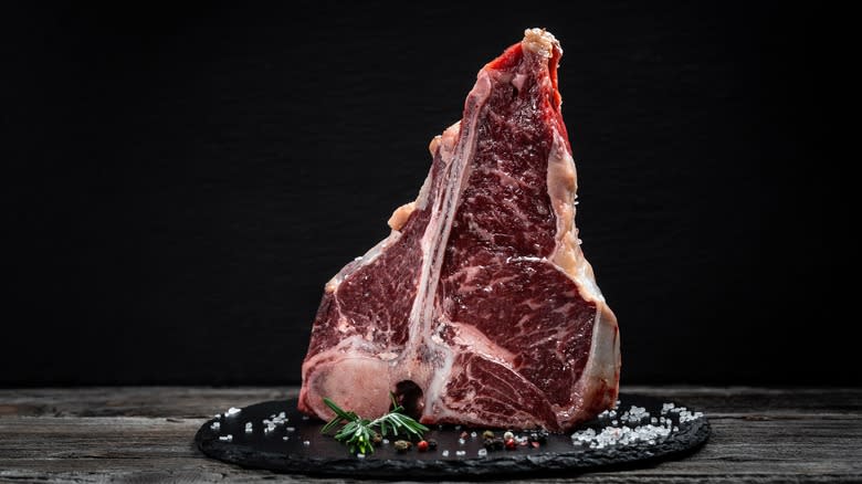 Raw porterhouse steak