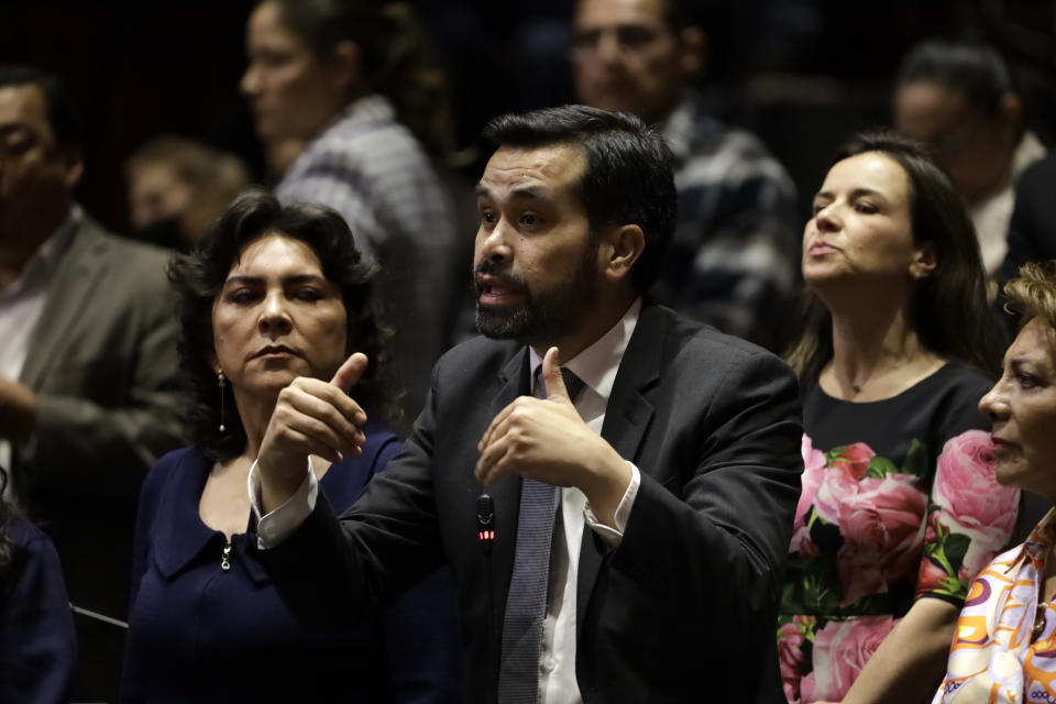 Jorge Álvarez Maynez durante su intervención en la sesión en el Palacio Legislativo de San Lázaro en la Ciudad de México, el 2 de febrero de 2023 en la Ciudad de México, México. (Luis Barron / Eyepix Group/Future Publishing via Getty Images)