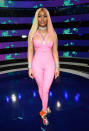 <p>Nicki Minaj wore a pink latex one-piece. (Photo: Getty Images) </p>