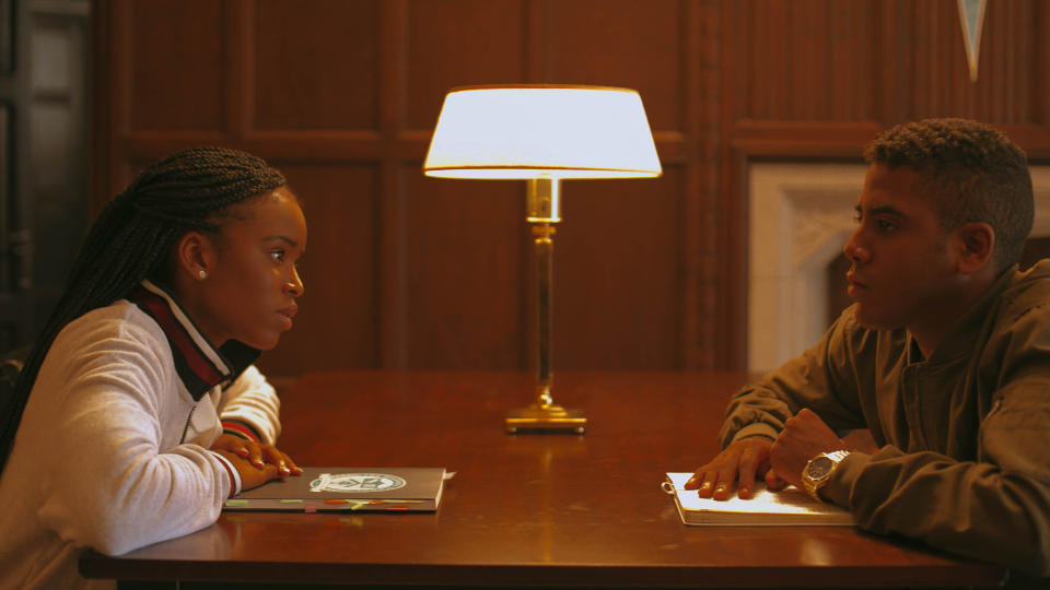 Lovie Simone and Jharrel Jerome in 'Selah and the Spades'. (Credit: Amazon)