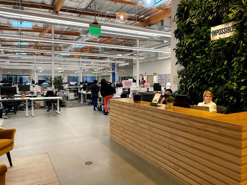 FILE PHOTO: Employees work at the Impossible Foods headquarters in Silicon Valley, in San Francisco, California