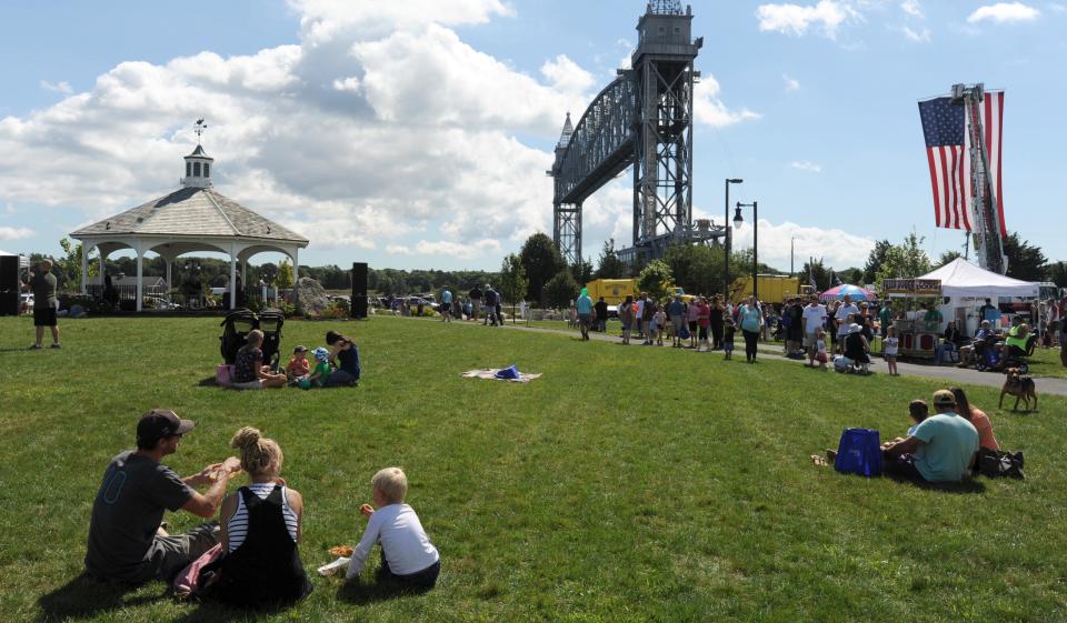 In September of 2018, crowds fill the lawn at Buzzards Bay Park for Canal Day festivities.