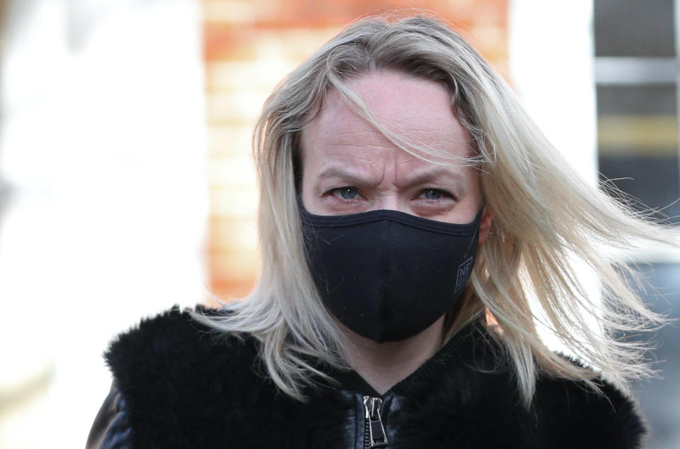 Rachel Street leaves Ealing Magistrates Court in London charged with being drunk in an aircraft during a Virgin Atlantic flight from Barbados to Heathrow in January. Picture date: Wednesday March 17, 2021.