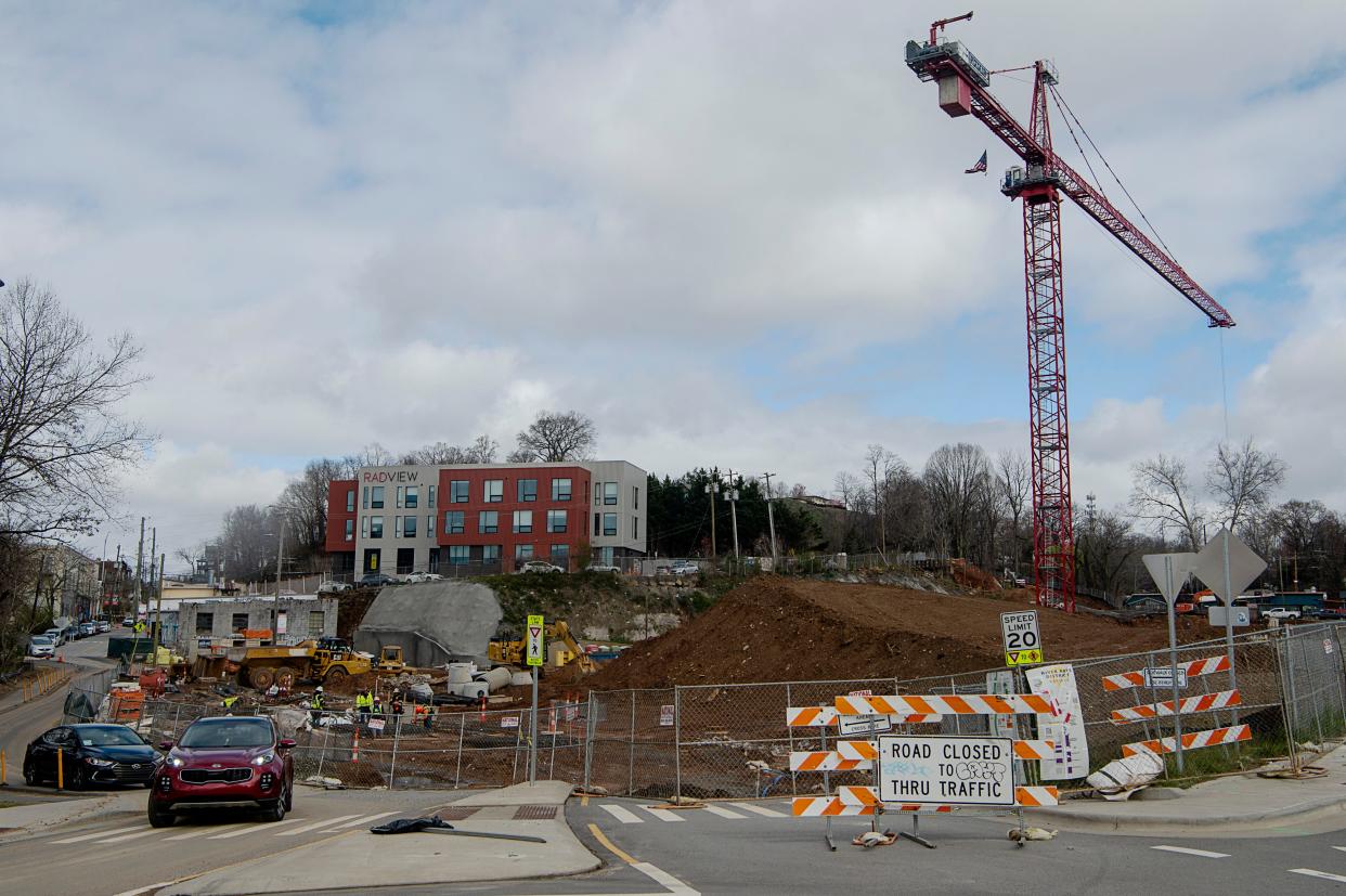 Construction in the River Arts District March 13, 2023.