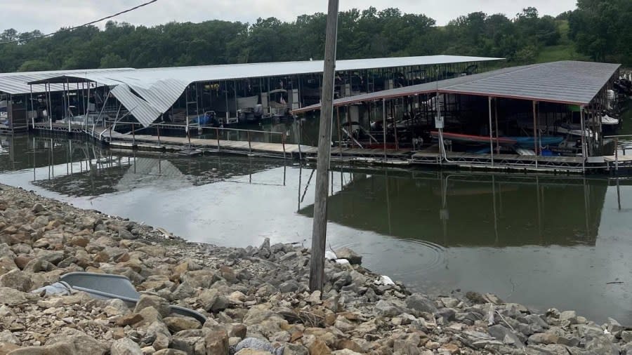 A storm damaged Melvern Lake Marina on June 28, 2024. (Courtesy Melvern Lake Marina)