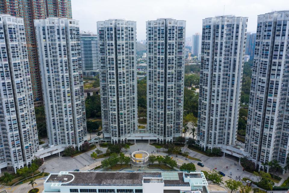 Tin Shui Wai, Hong Kong, 02 February 2019: Top view of Hong Kong residential city