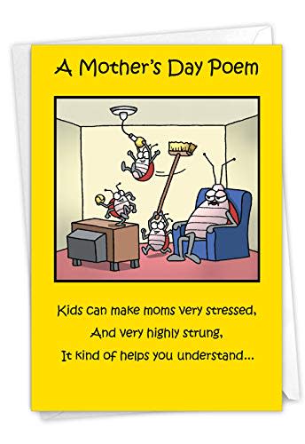 NobleWorks - Happy Mother's Day Card Funny - Cartoon Humor, Mom Greeting Card with Envelope - Moms Day Poem 0045