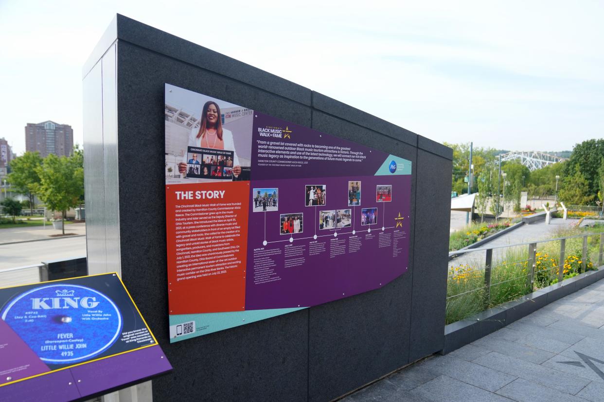 A timeline under "The Story" panel in the Black Music Walk of Fame lists "Proctor & Gamble" as a founding corporate sponsor of the project. The correct spelling is "Procter & Gamble."