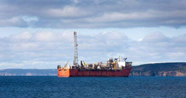 The Terra Nova FPSO is shown anchored in Conception Bay, N.L., in October. Plans to refit the vessel, which began operating on the Grand Banks in 2002, were interrupted last winter due to the pandemic, and now there are doubts about its future.