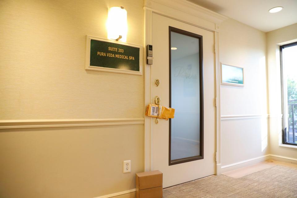 The entrance to the Pura Vida Med Spa is shown at 350 Fifth Ave S. in Naples on Tuesday, Nov. 29, 2022.